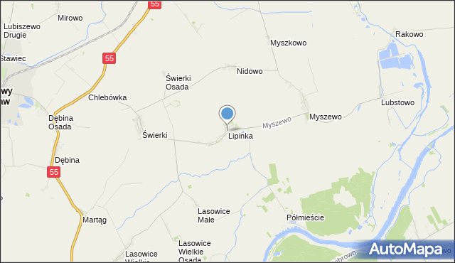 mapa Lipinka, Lipinka gmina Nowy Staw na mapie Targeo